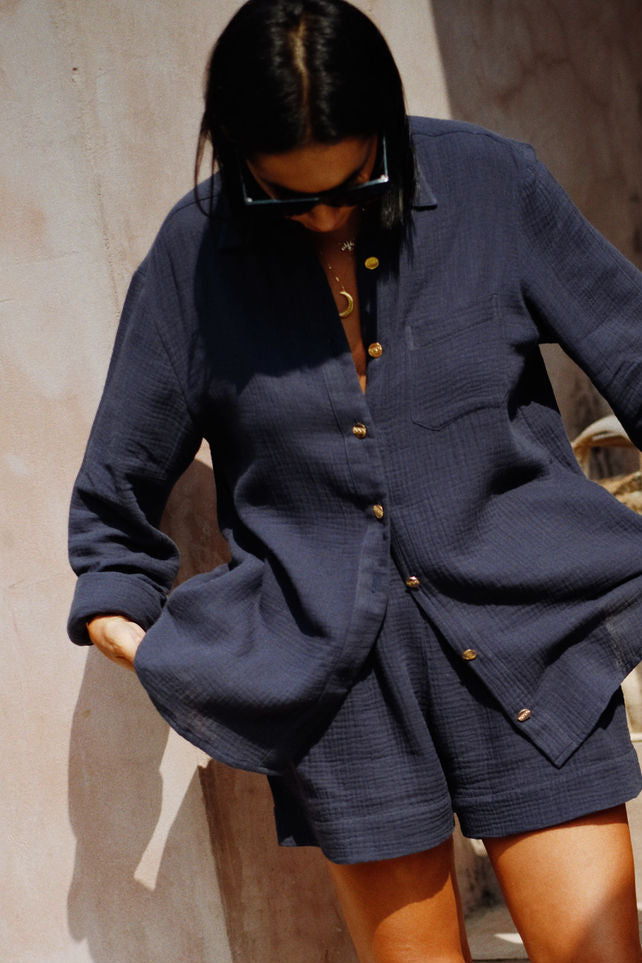 CHEMISE BIANCA - NAVY BLUE