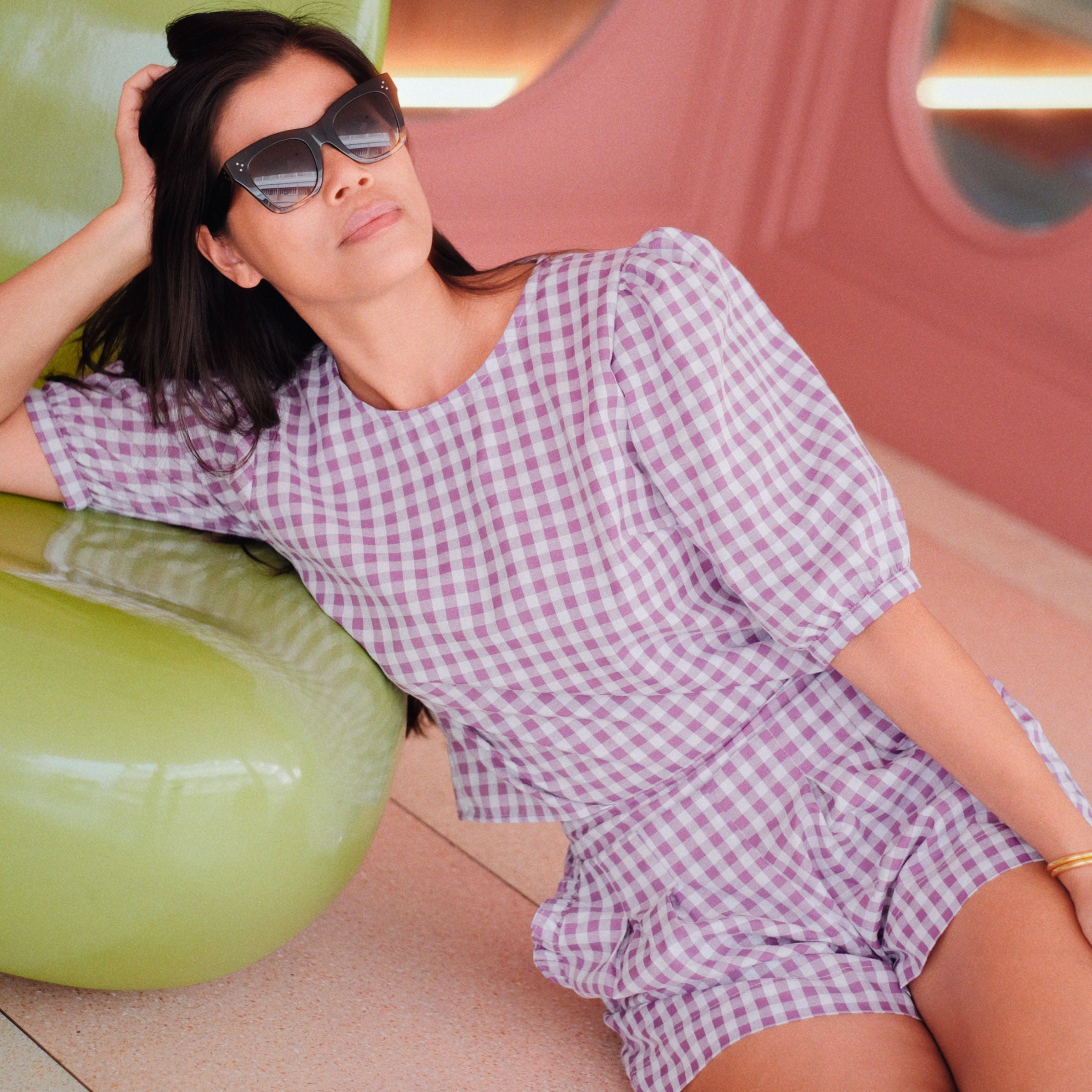 RAFI SHORTS - LILA GINGHAM