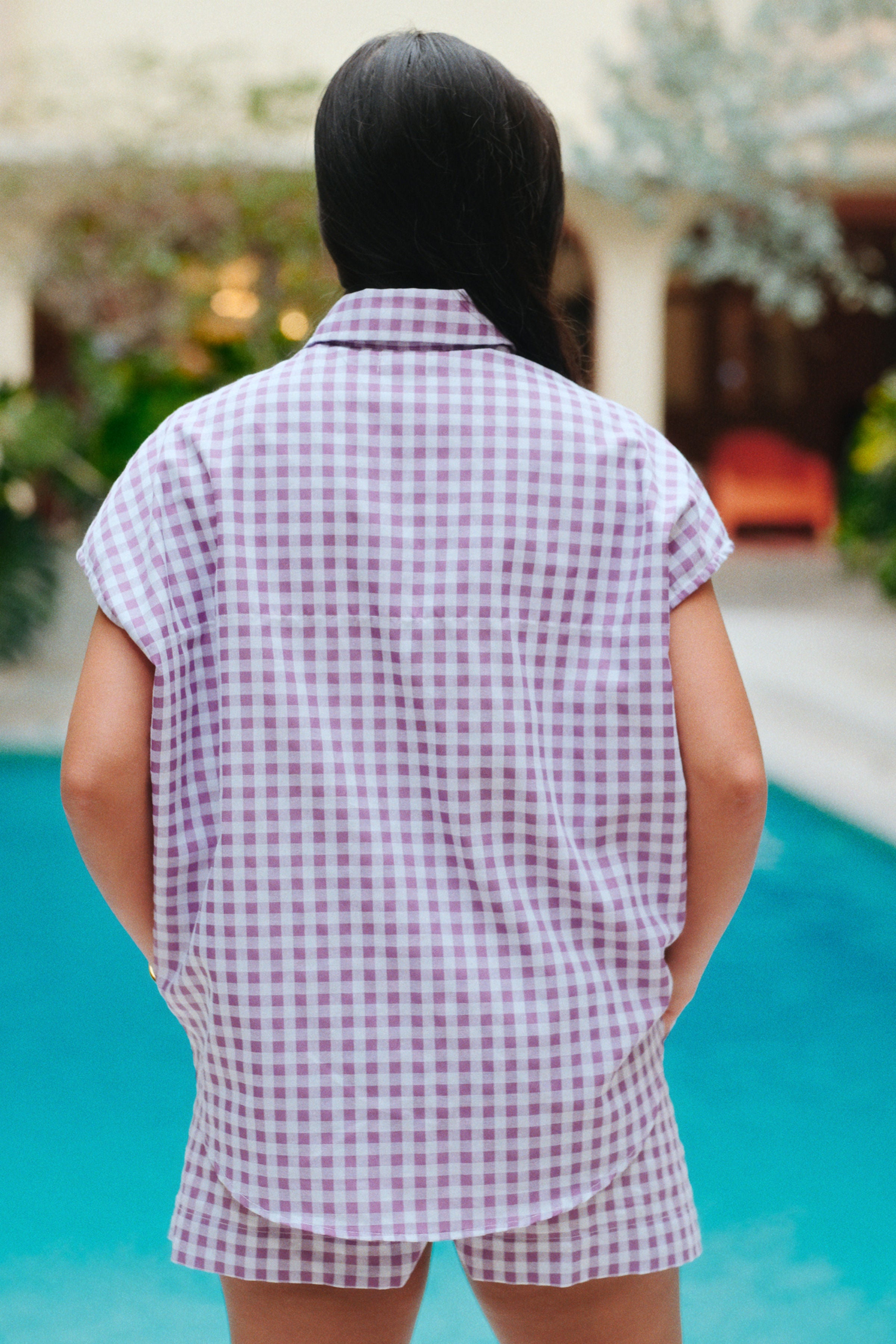 LOLA SHIRT - LILA GINGHAM