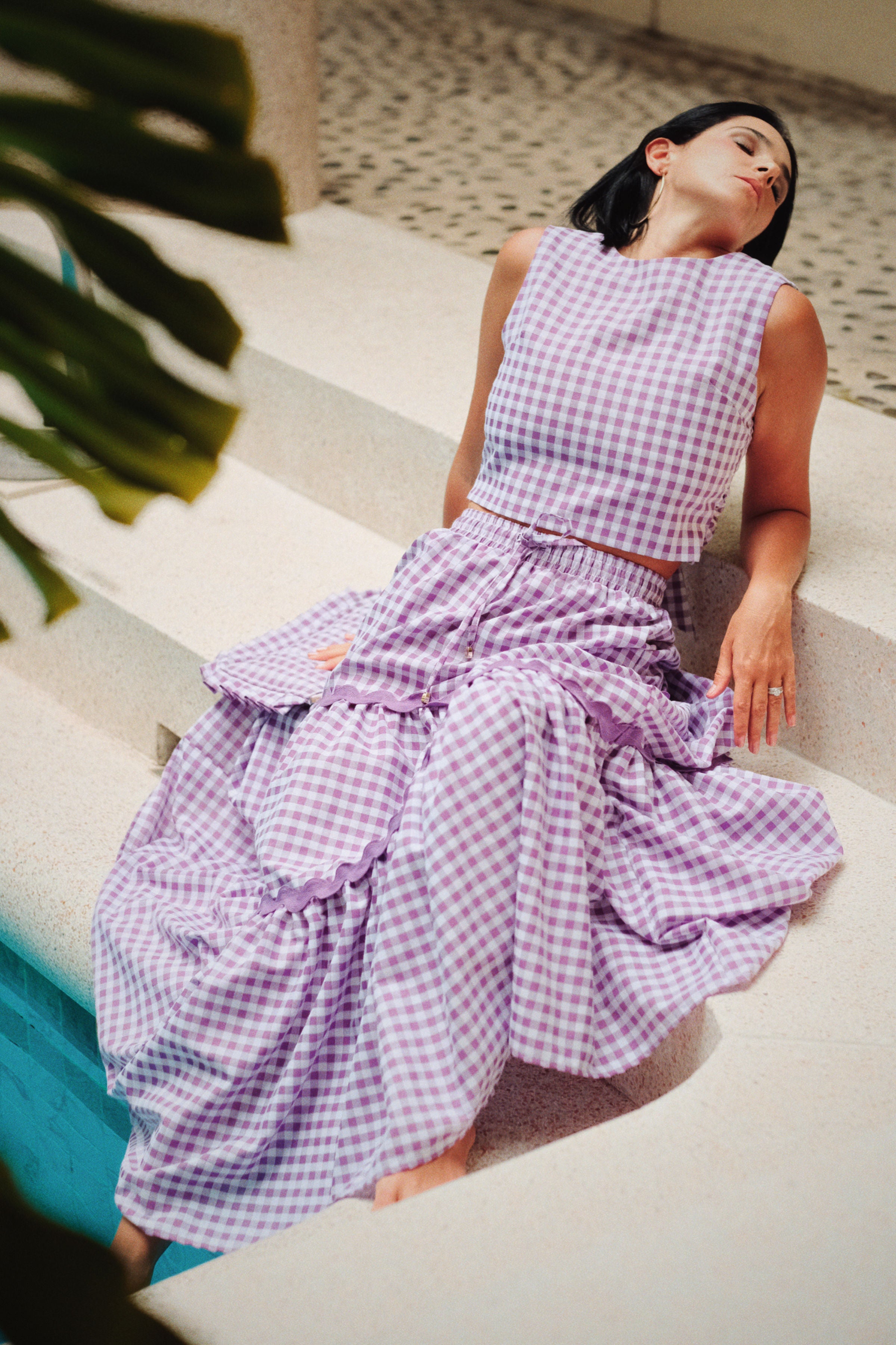 GINO TOP - LILA GINGHAM