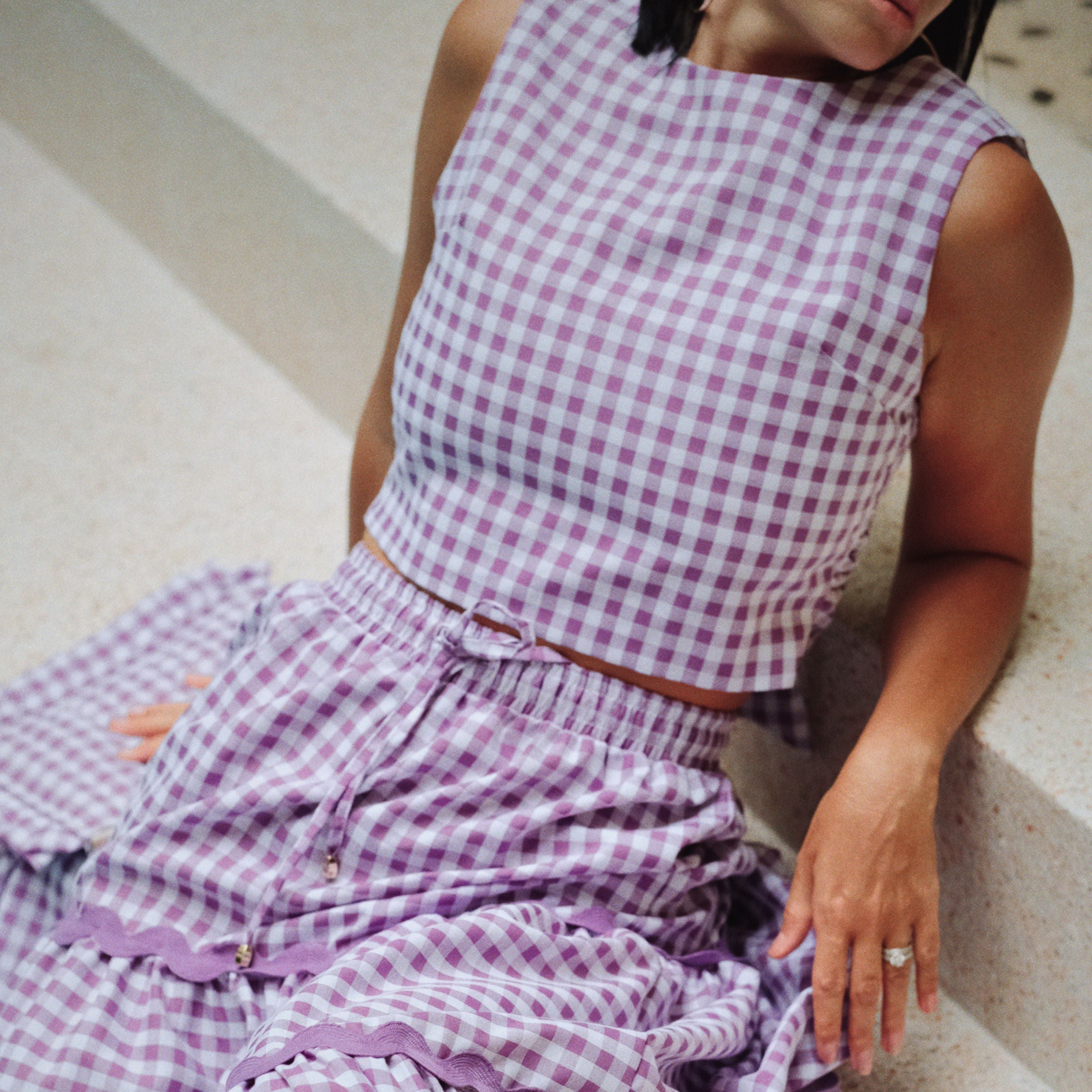 GINO TOP - LILA GINGHAM
