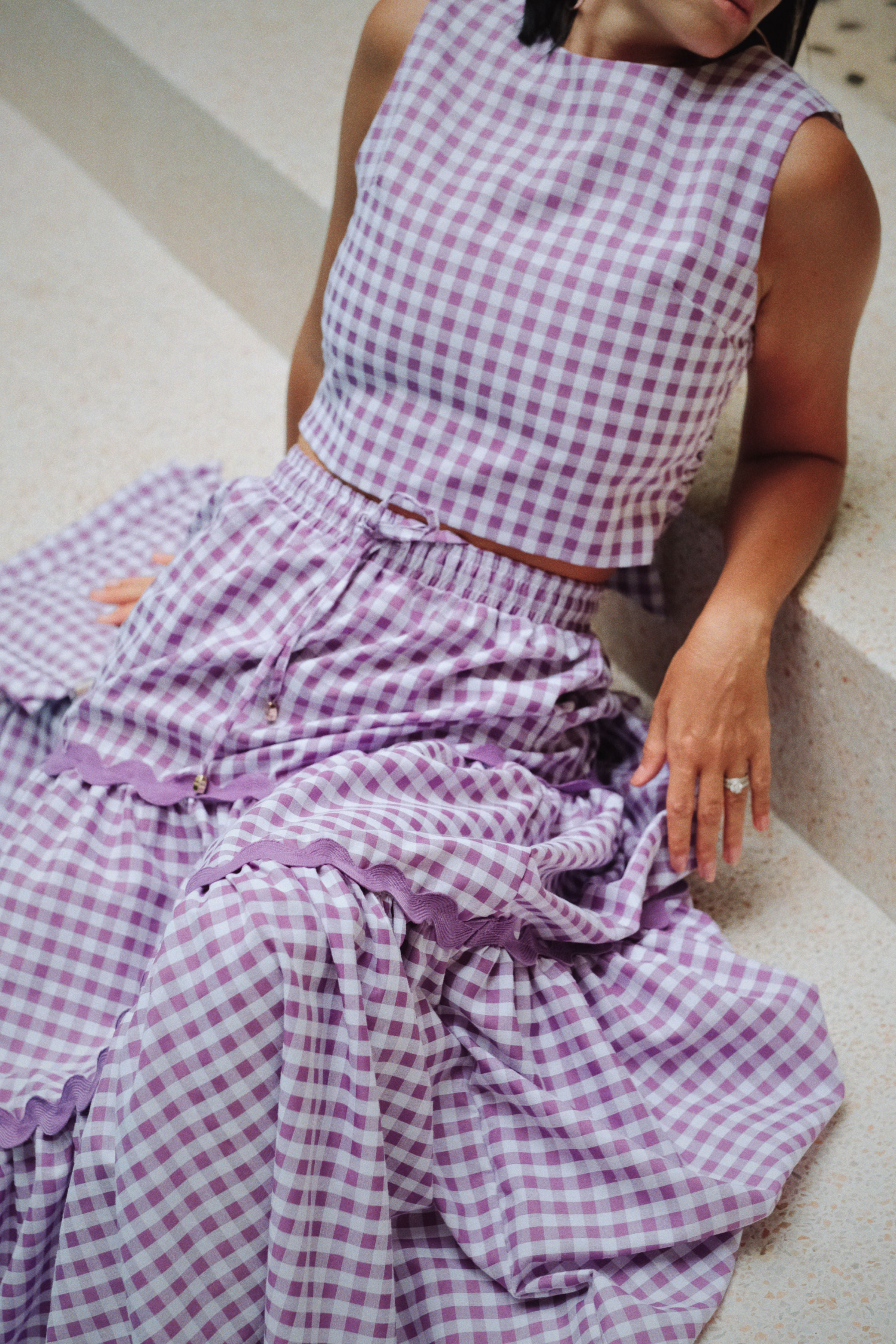 BAHIA SKIRT - LILA GINGHAM