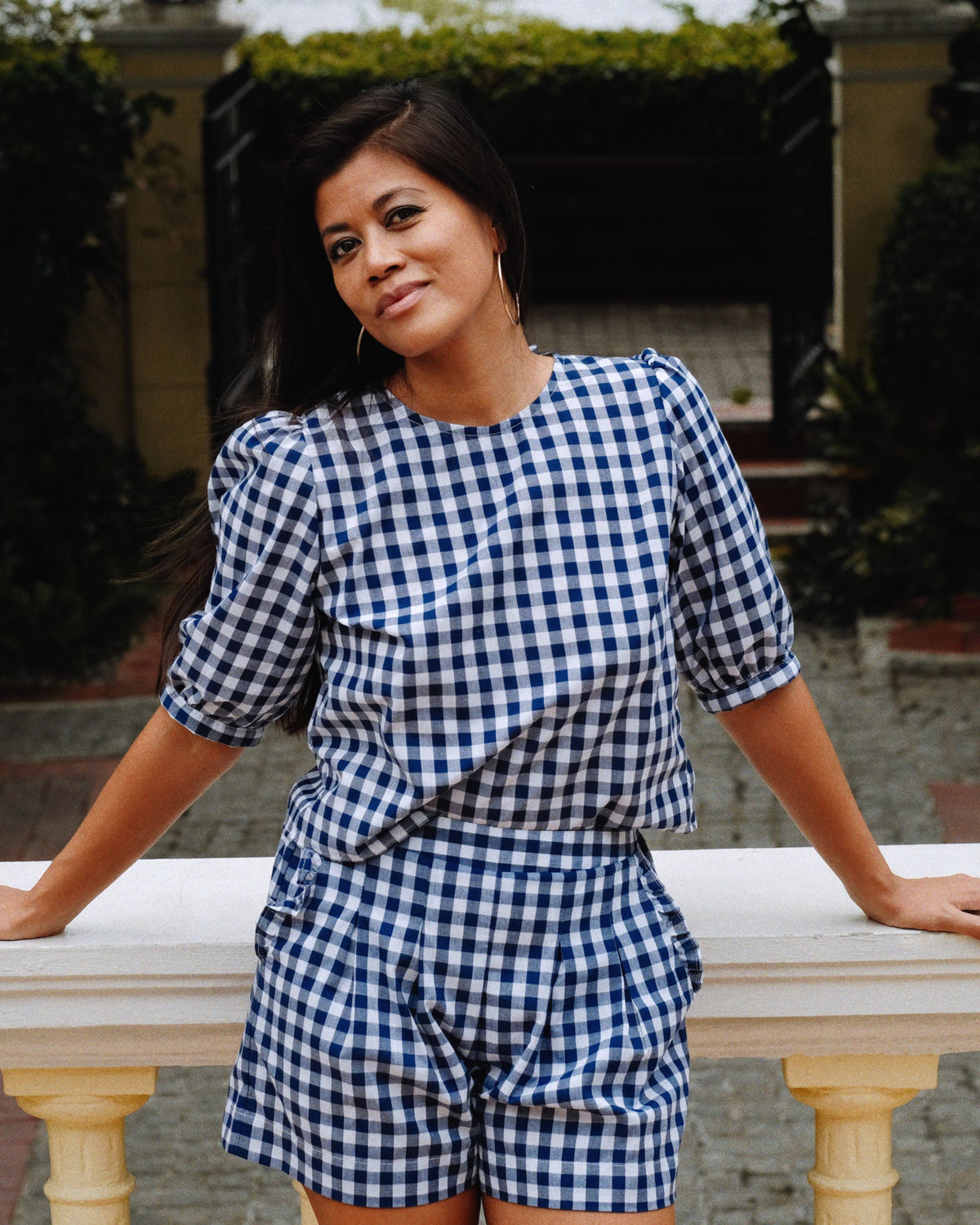 ROMY BLOUSE - NAVY GINGHAM