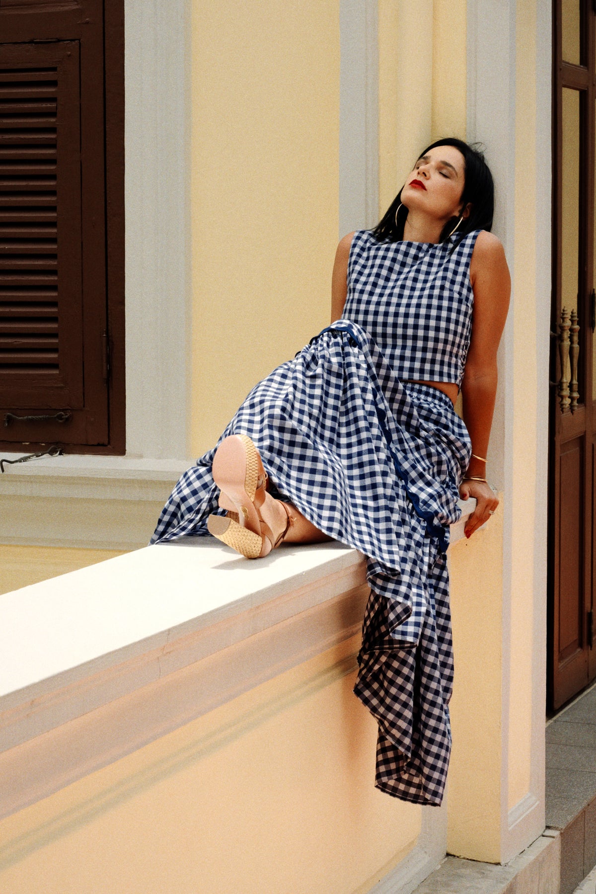 GINO TOP - NAVY GINGHAM