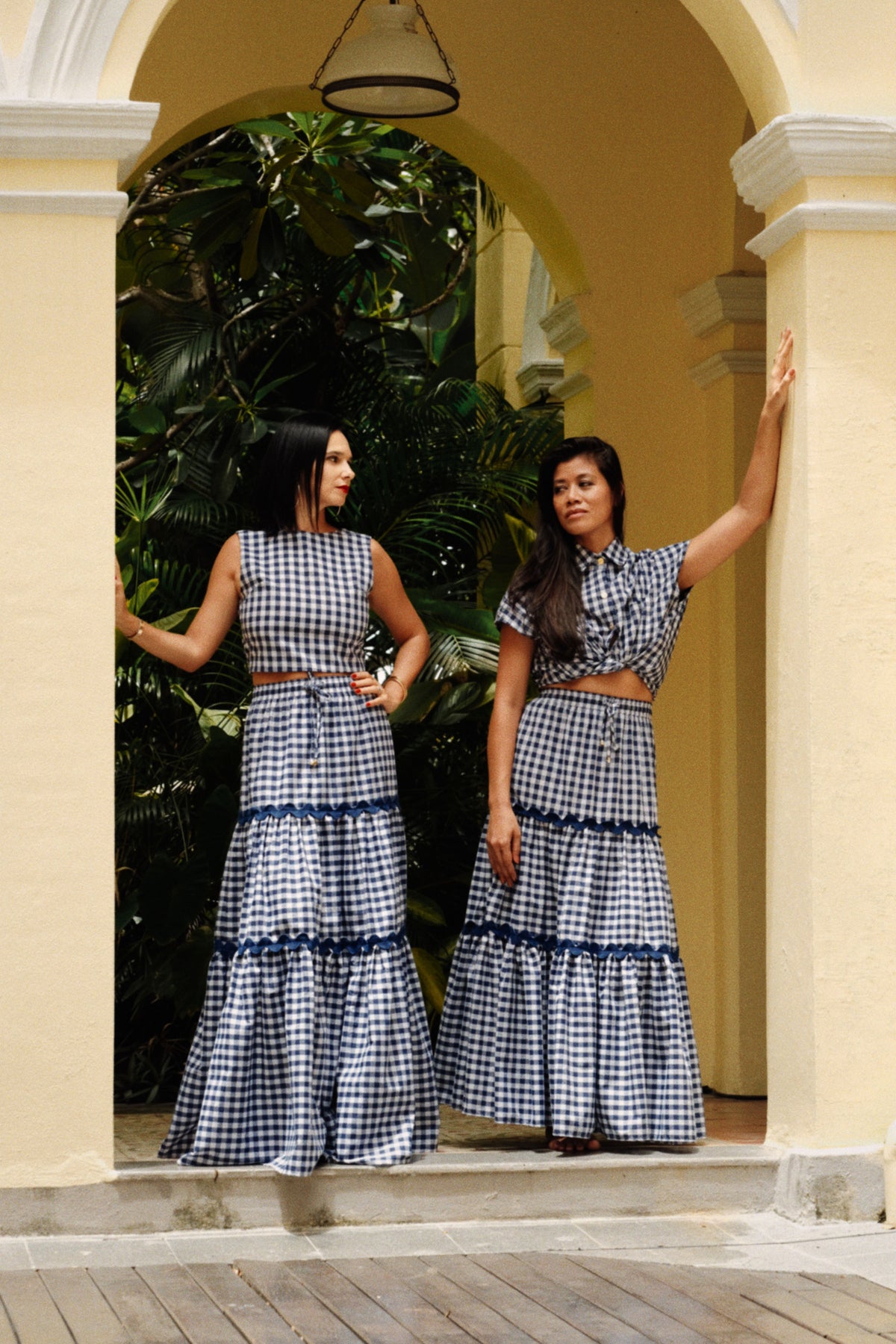 BAHIA SKIRT - NAVY GINGHAM