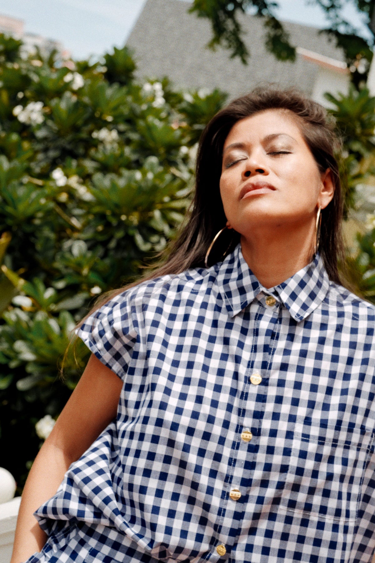 LOLA SHIRT - NAVY GINGHAM