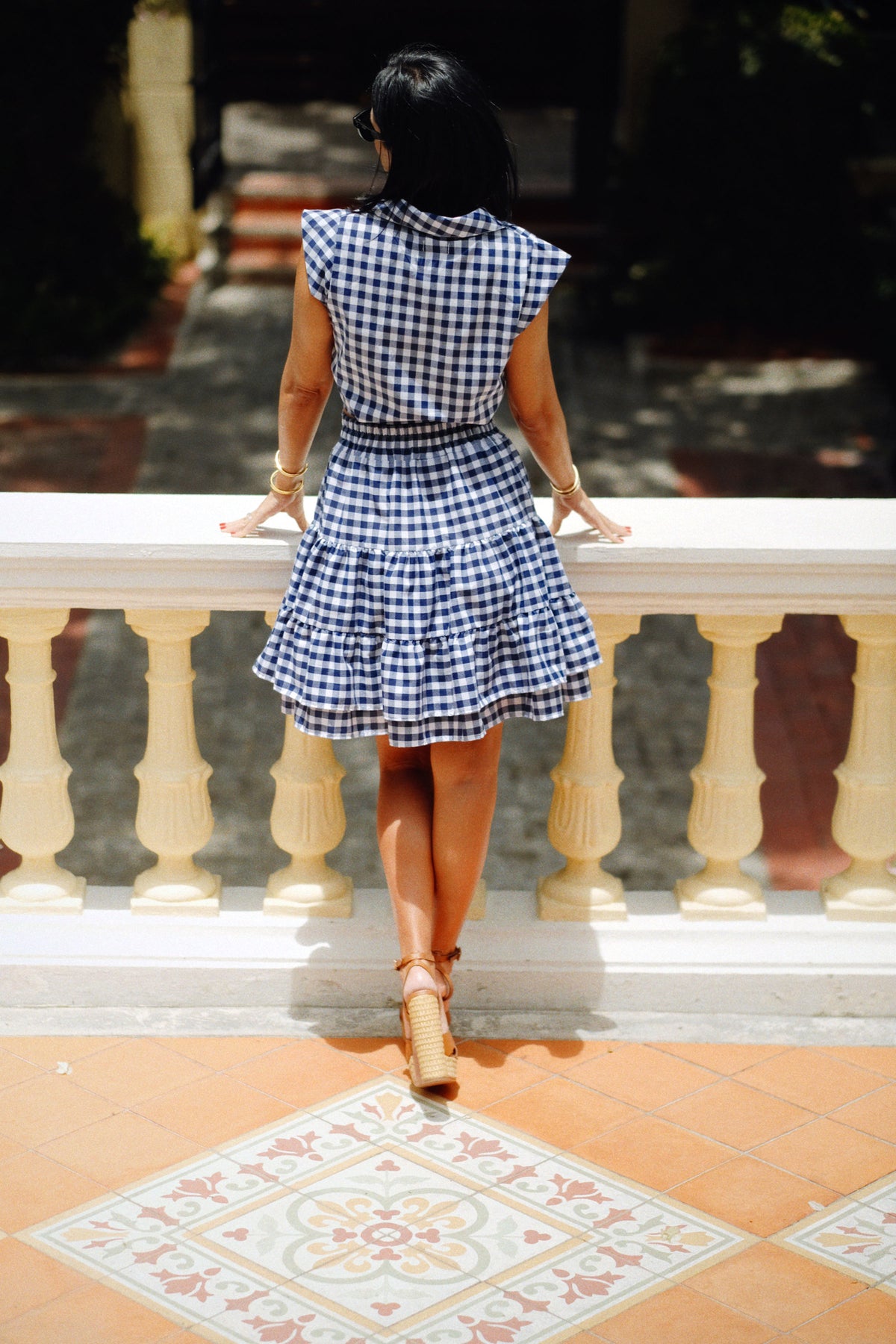 INES SKIRT - NAVY GINGHAM